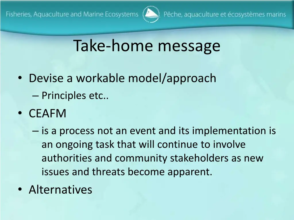 take home message