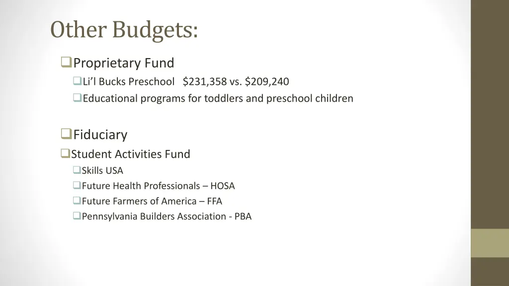 other budgets 1