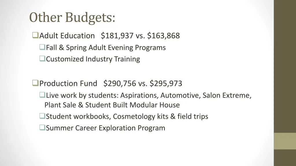 other budgets