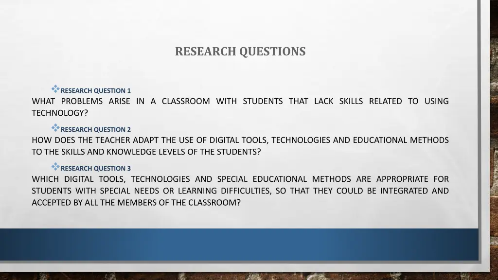 research questions