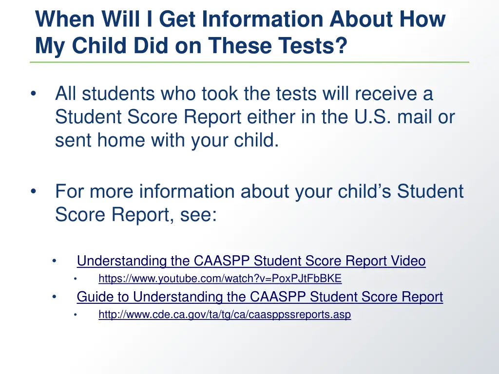 when will i get information about how my child