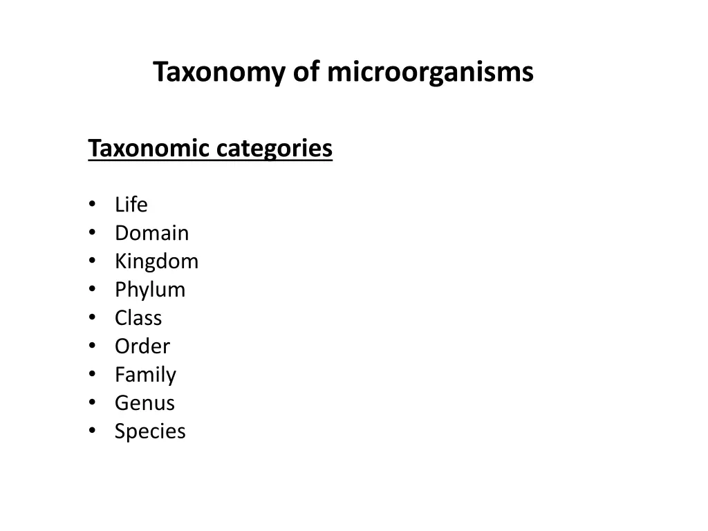 taxonomy of microorganisms