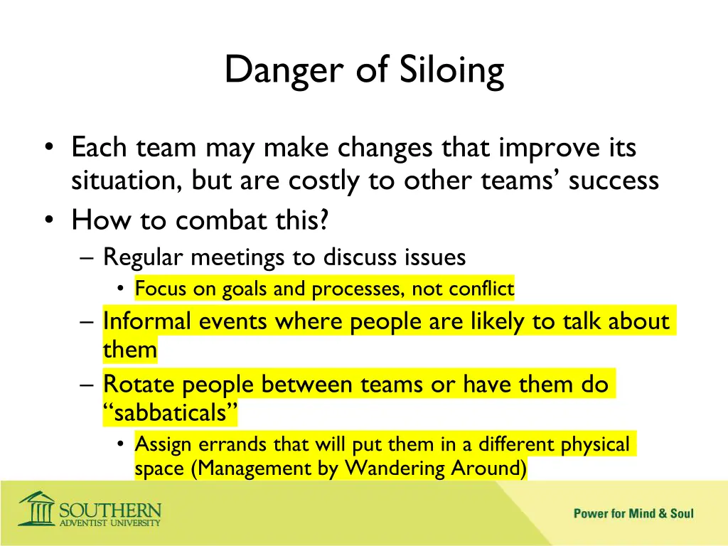 danger of siloing