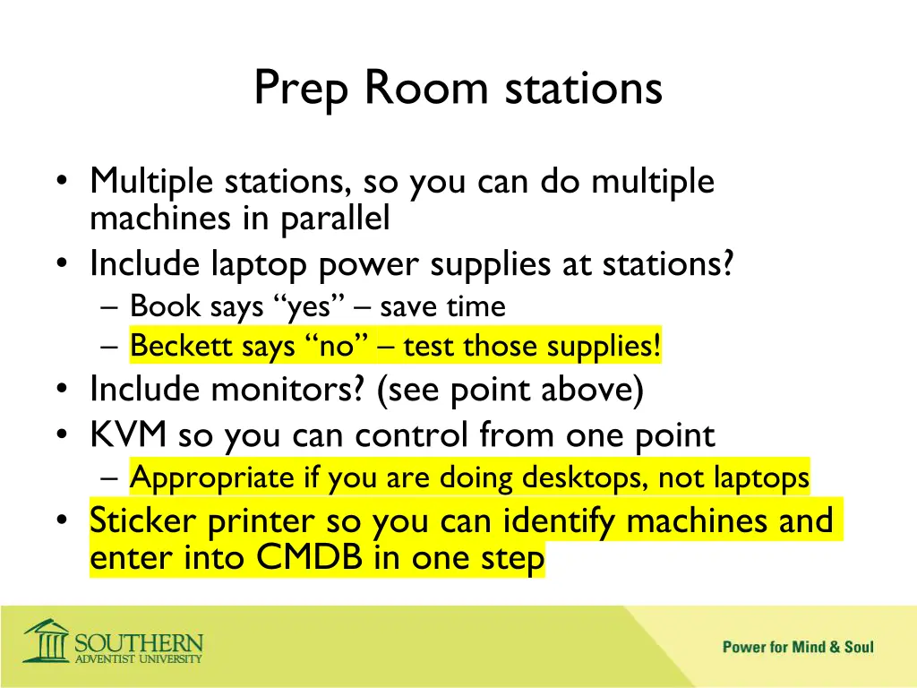 prep room stations