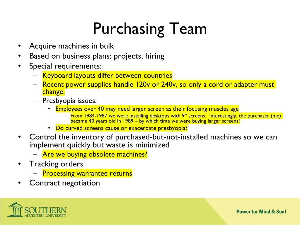 purchasing team