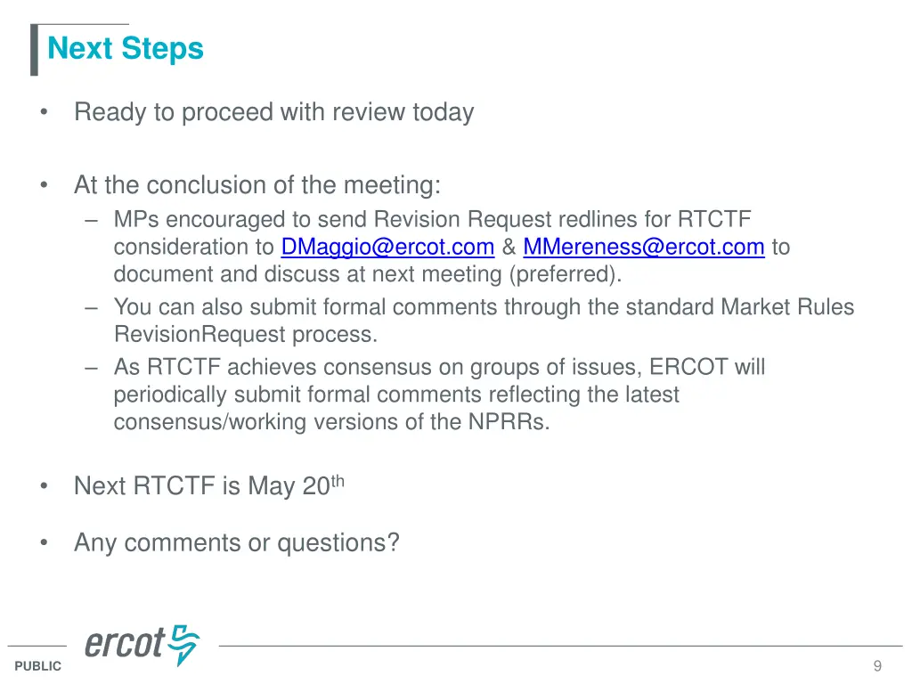 next steps