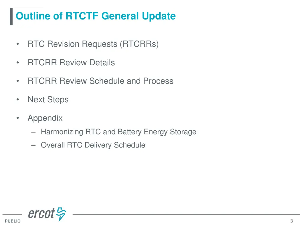 outline of rtctf general update