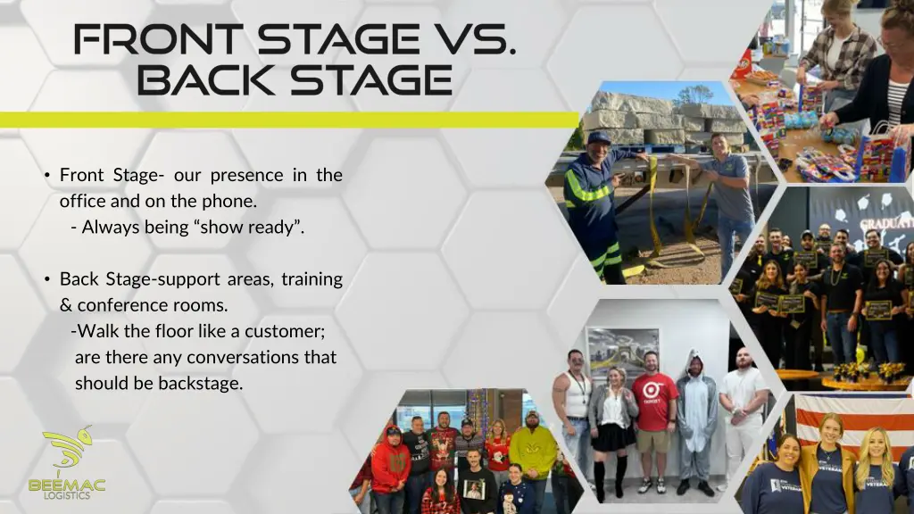 front stage our presence in the office