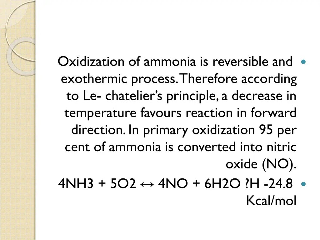 oxidization of ammonia is reversible