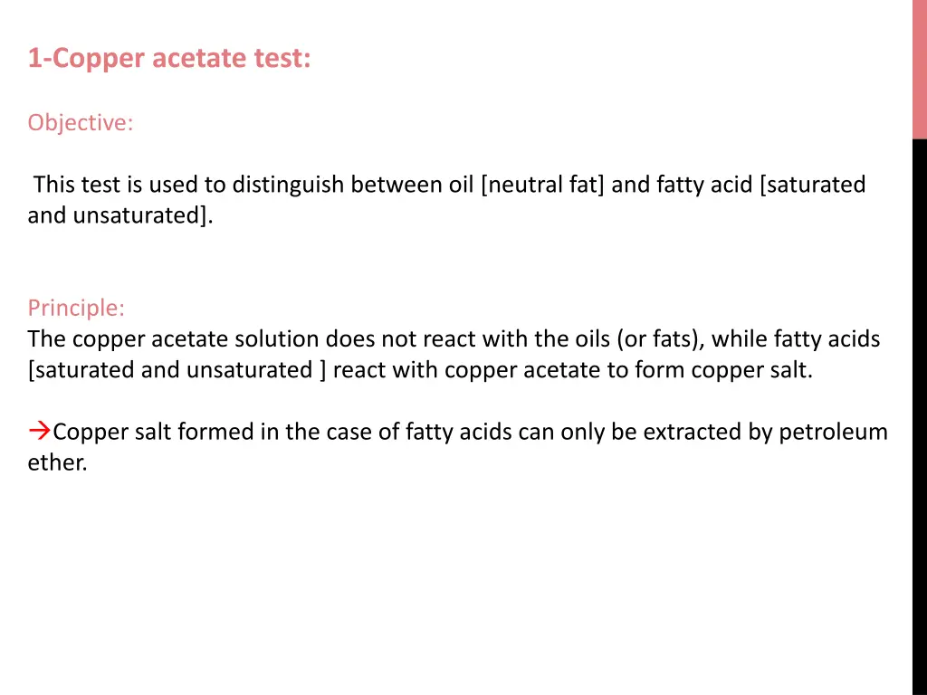 1 copper acetate test