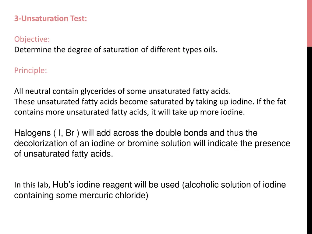 3 unsaturation test