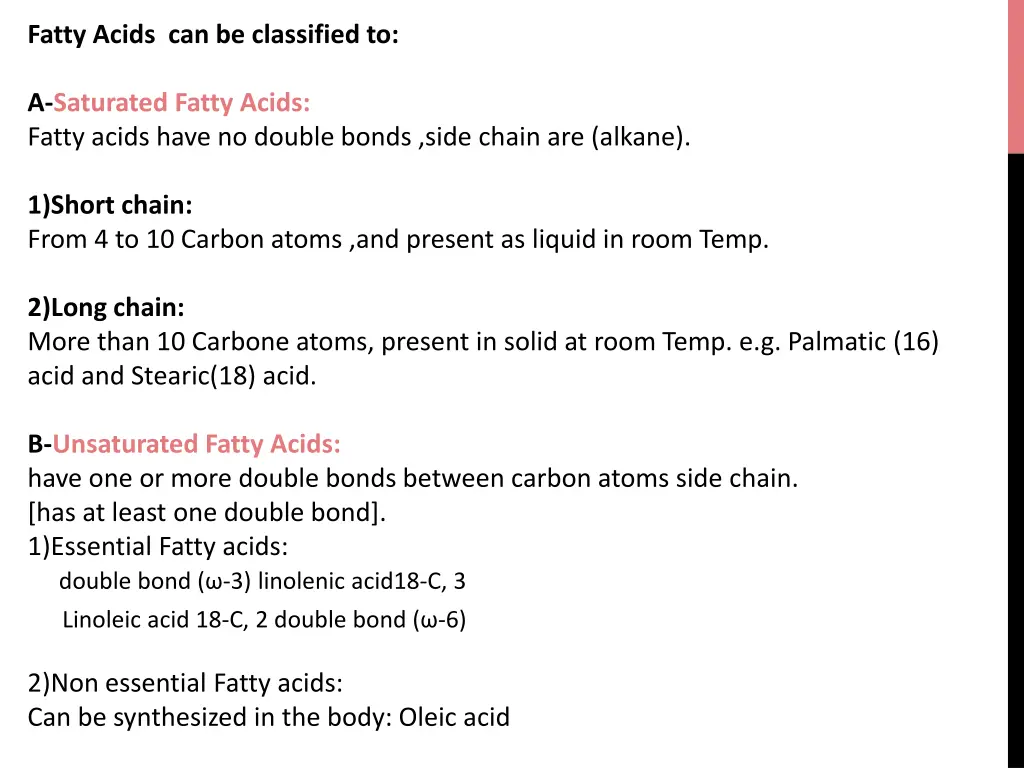 fatty acids can be classified to