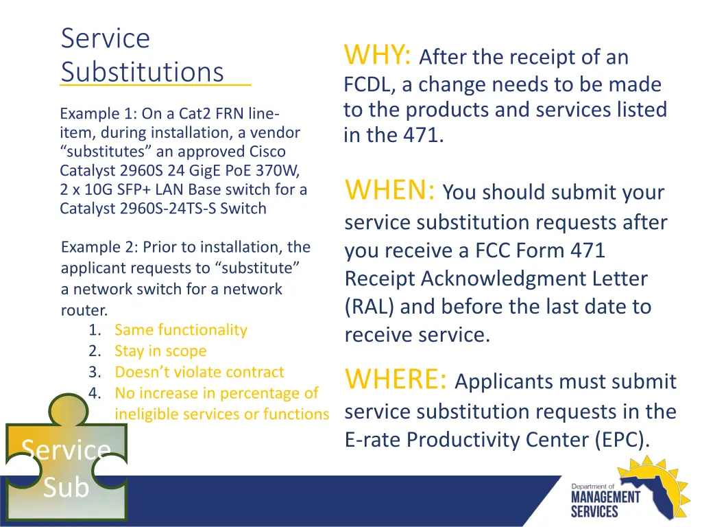 service substitutions