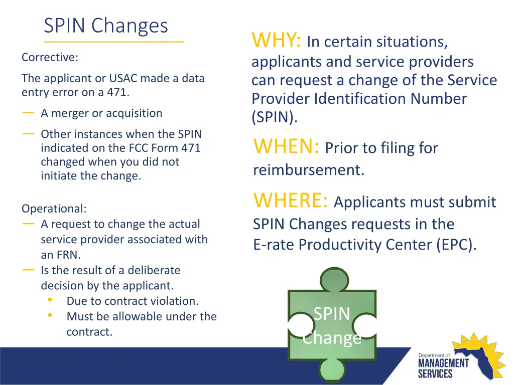 spin changes