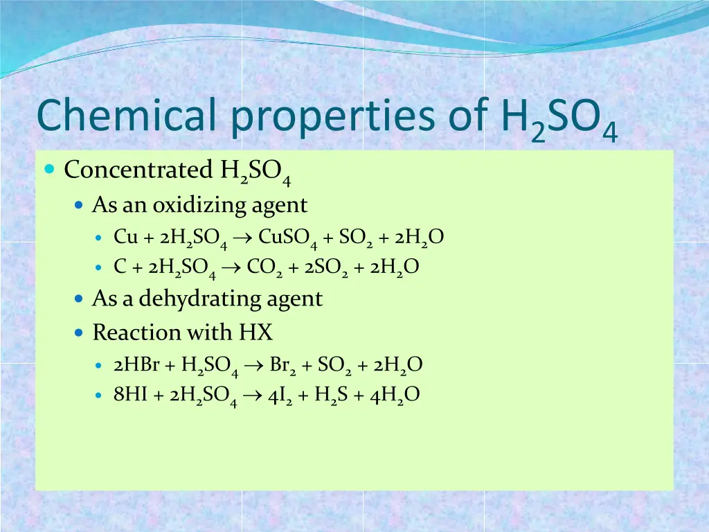 chemical properties of h 2 so 4 concentrated