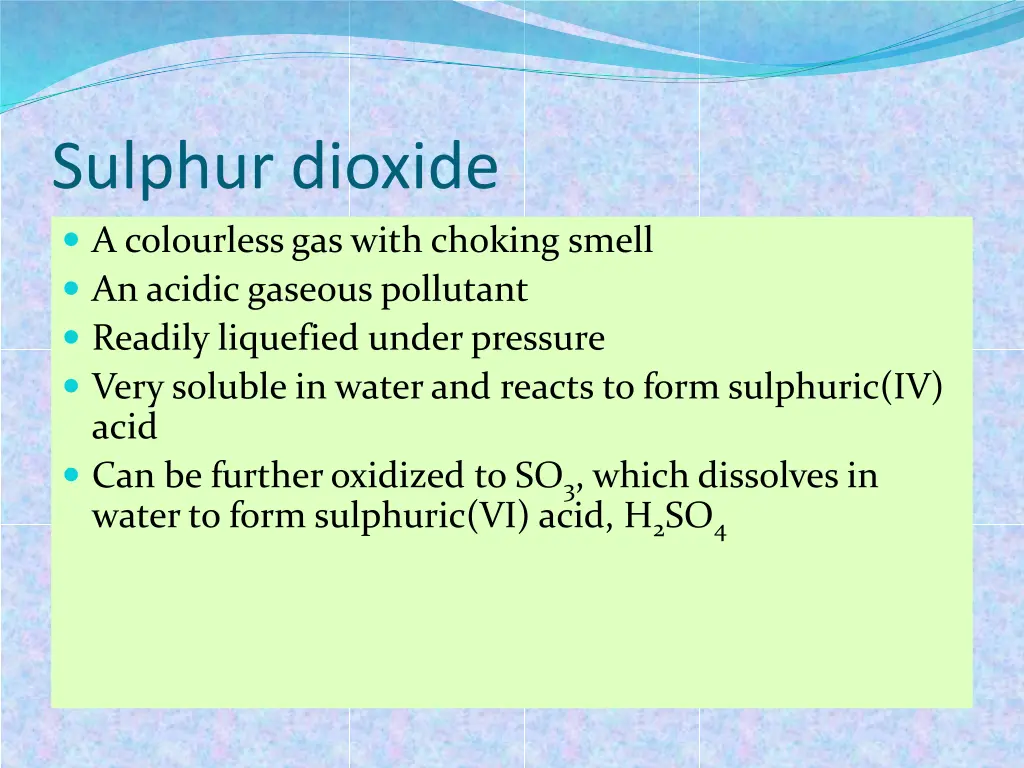 sulphur dioxide a colourless gas with choking