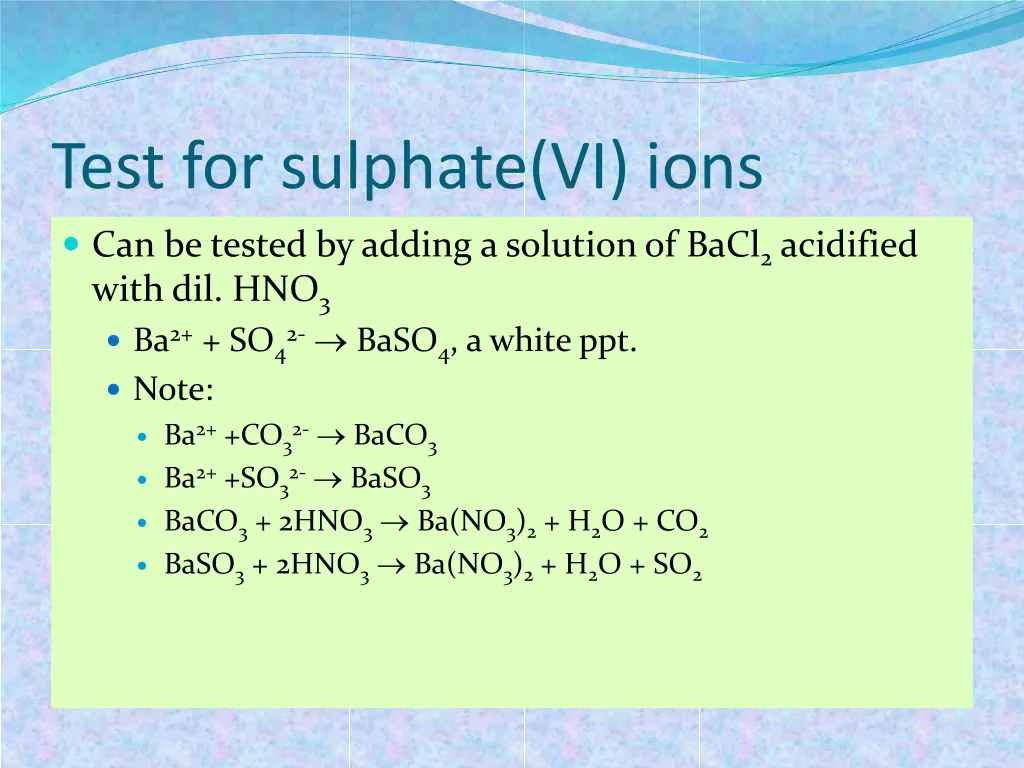test for sulphate vi ions