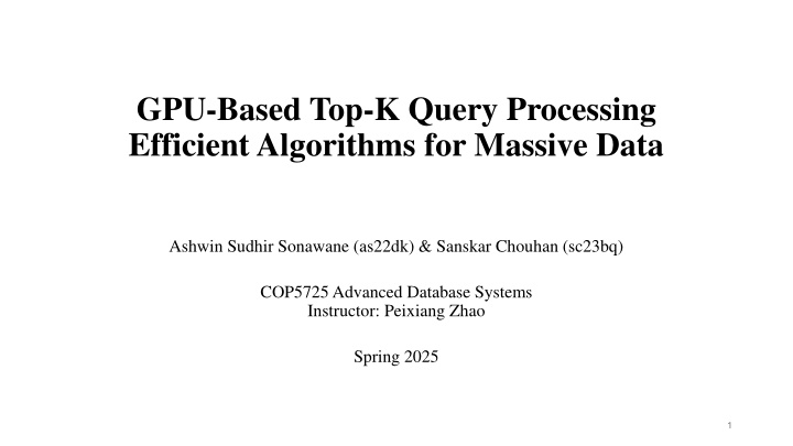gpu based top k query processing efficient