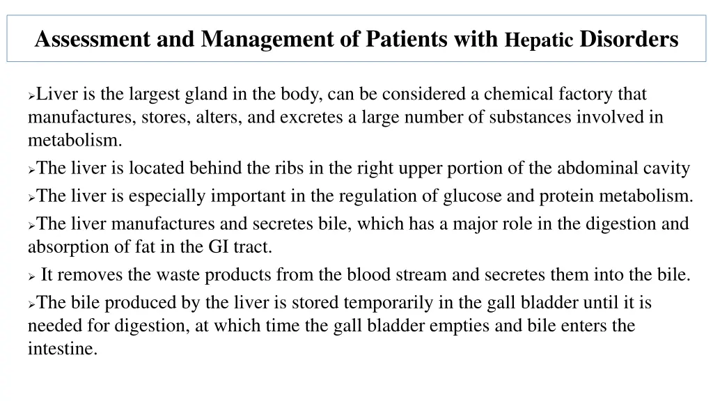 assessment and management of patients with