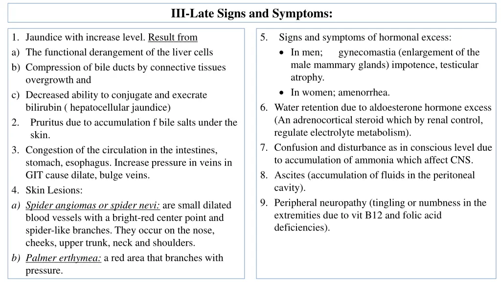 iii late signs and symptoms