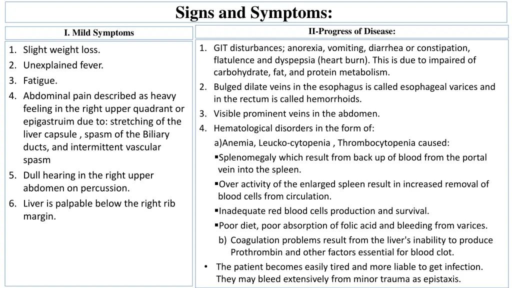 signs and symptoms