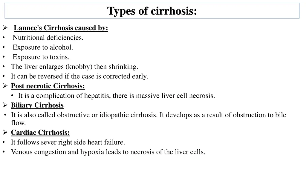types of cirrhosis