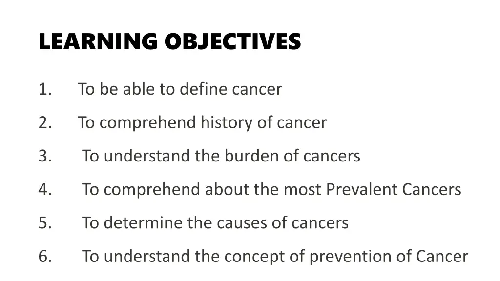 learning objectives