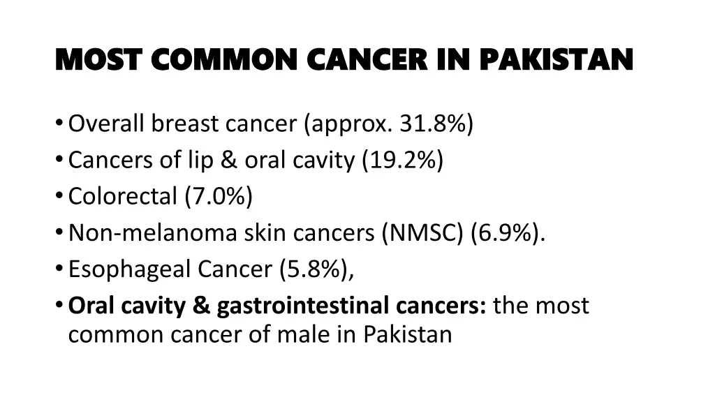 most common cancer in pakistan most common cancer