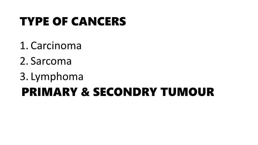 type of cancers