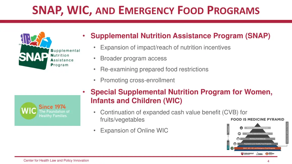 snap wic and e mergency f ood p rograms
