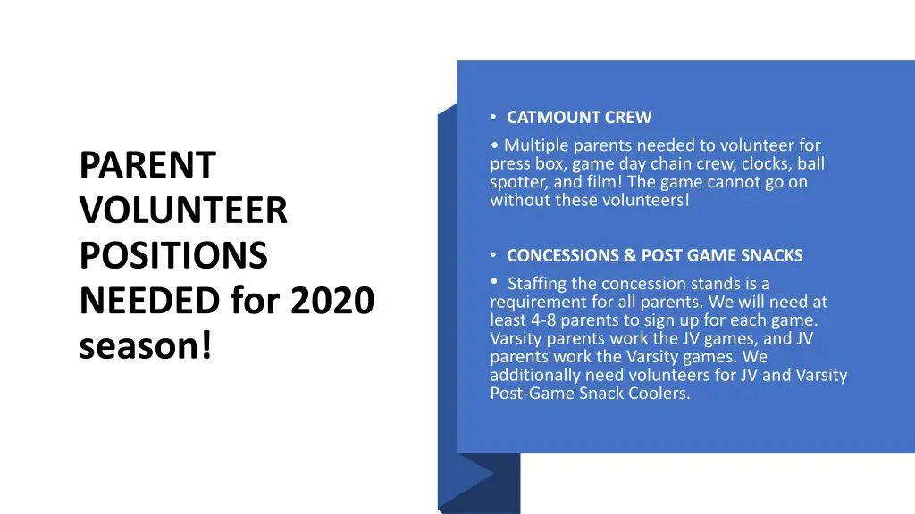 catmount crew multiple parents needed