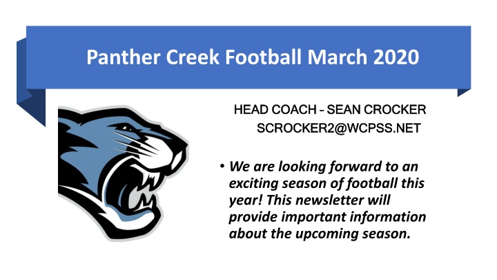 panther creek football march 2020