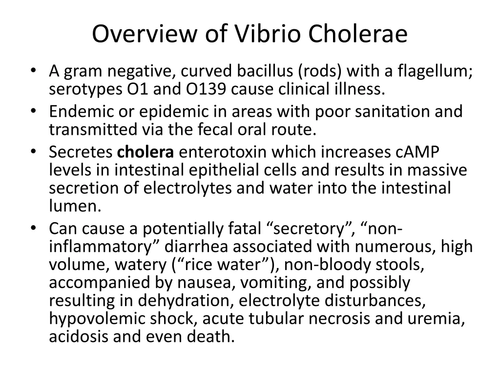 overview of vibrio cholerae
