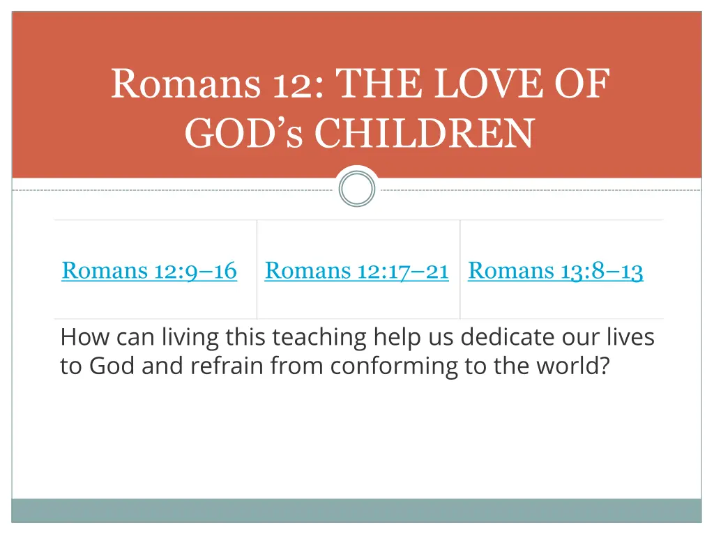 romans 12 the love of god s children 1