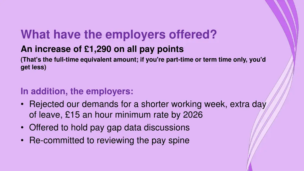 what have the employers offered an increase