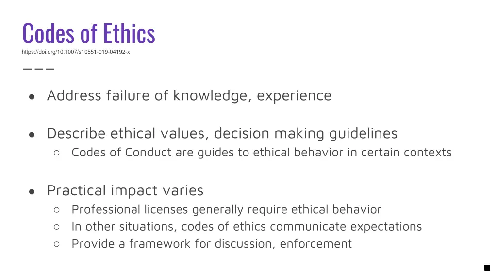 codes of ethics https doi org 10 1007 s10551