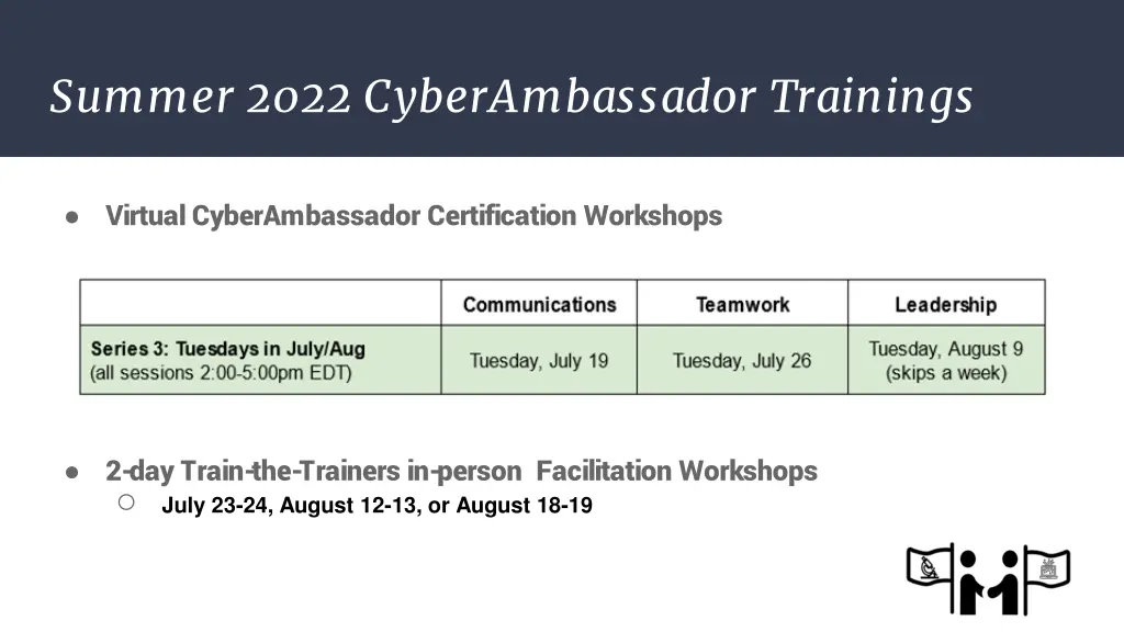 summer 2022 cyberambassador trainings