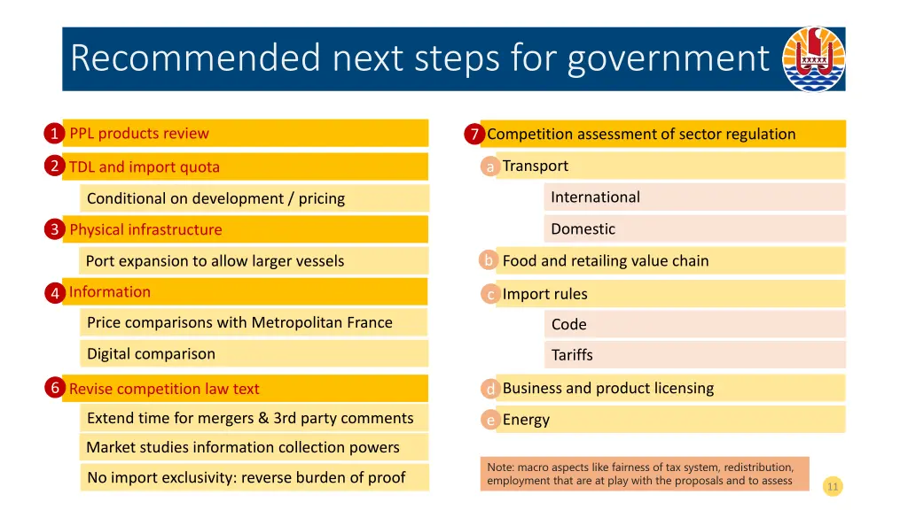 recommended next steps for government