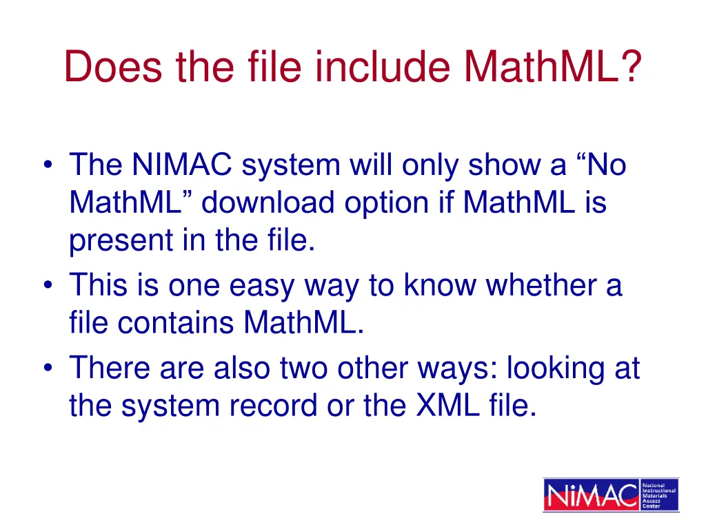 does the file include mathml