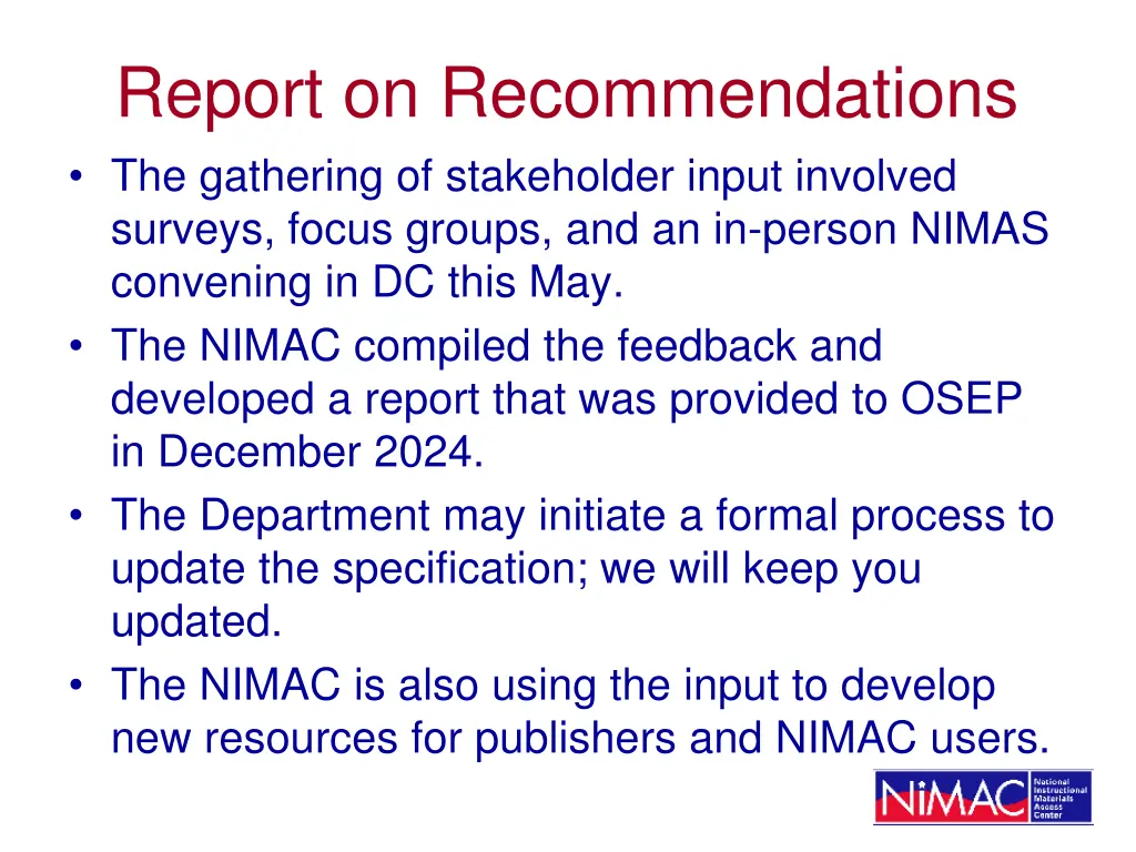 report on recommendations the gathering