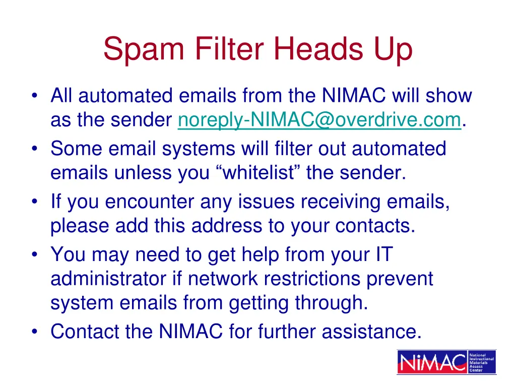 spam filter heads up