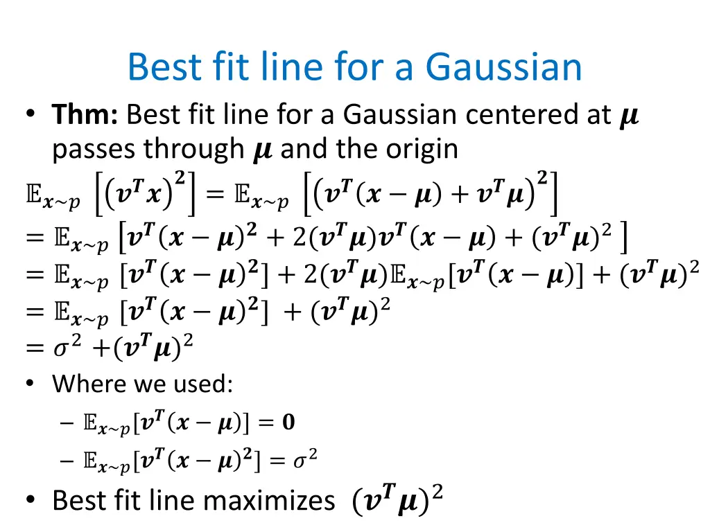 best fit line for a gaussian thm best fit line