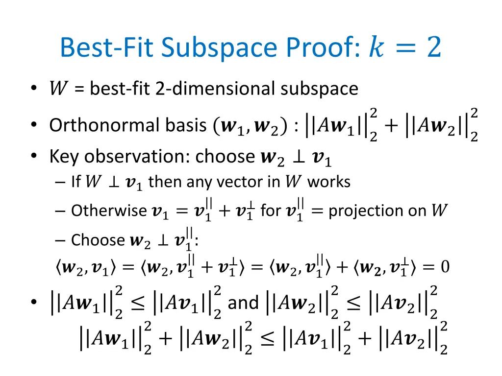 best fit subspace proof 2
