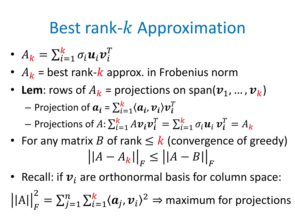 best rank approximation
