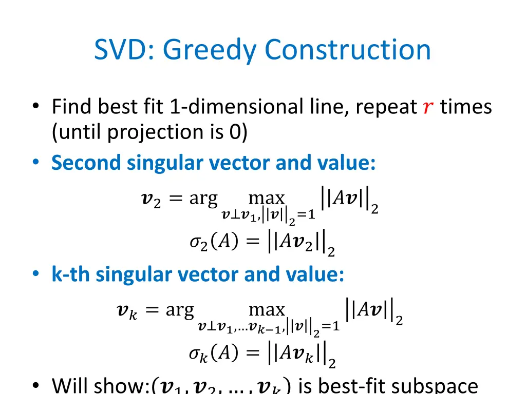 svd greedy construction