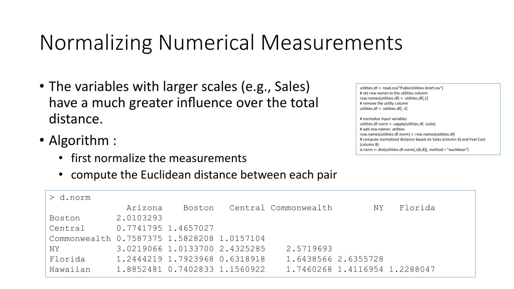 normalizing numerical measurements