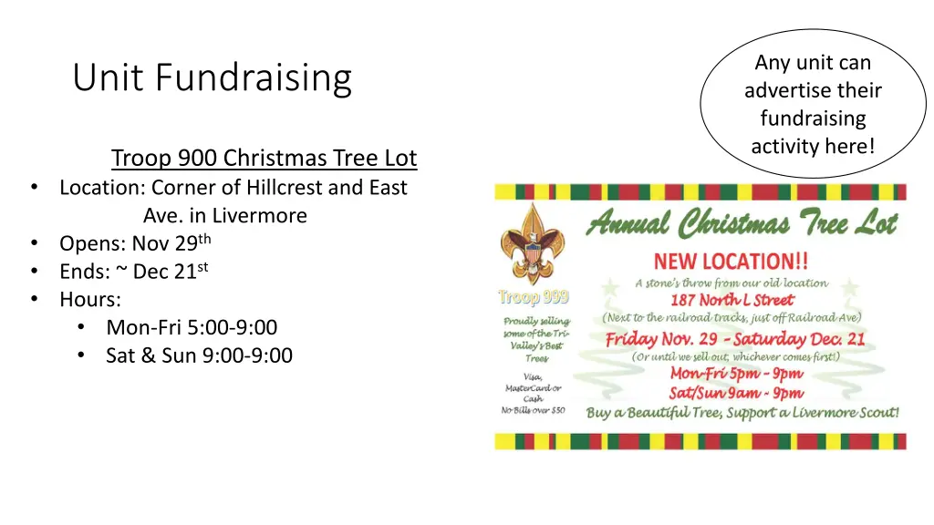 any unit can advertise their fundraising activity