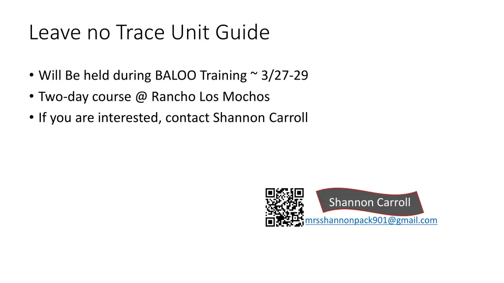 leave no trace unit guide