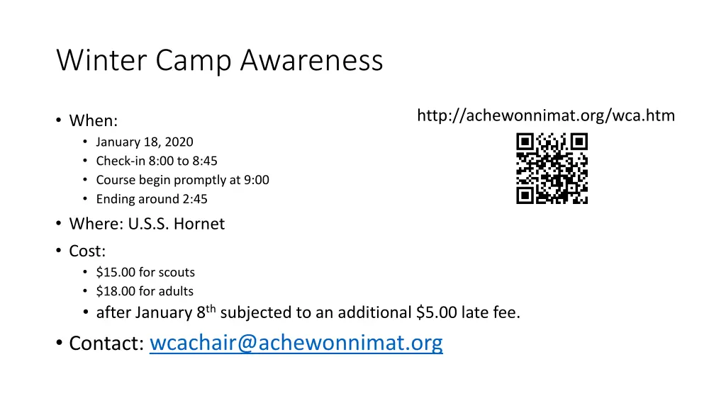 winter camp awareness