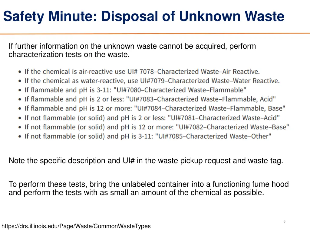 safety minute disposal of unknown waste 1